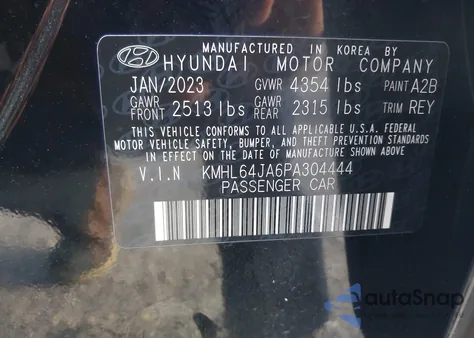 2023 Hyundai Sonata Sel из США, поврежденный, VIN KMHL64JA6PA304444